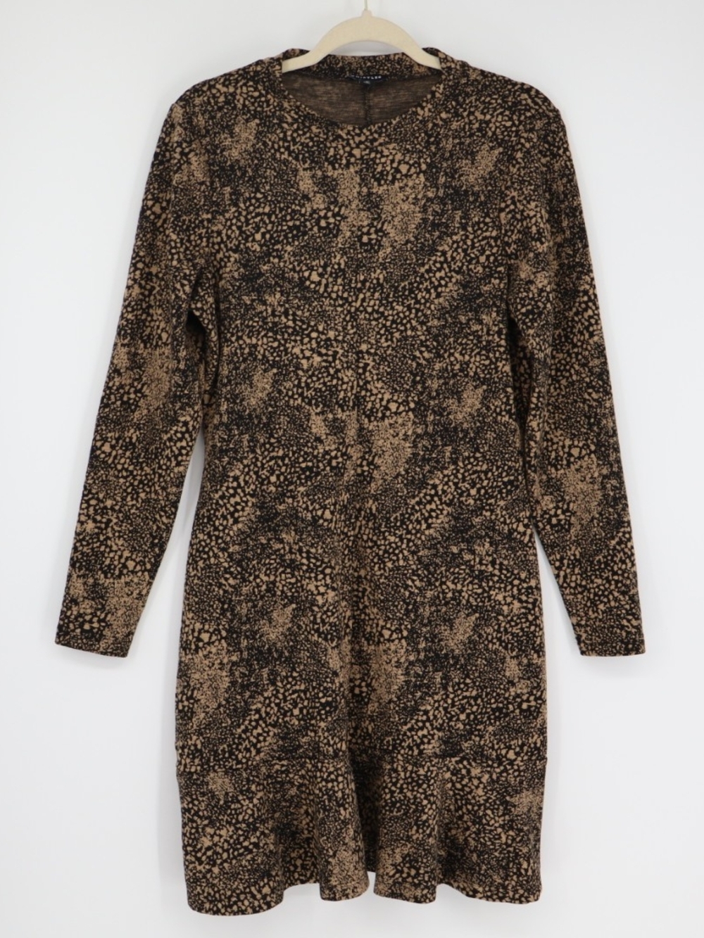 Whistles Woman's Mottled Animal Print Long Sleeve Dress UK 14 US 10 Knit Light